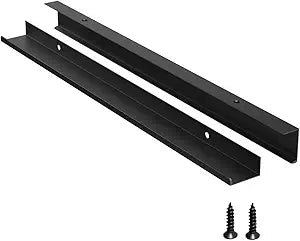 5 Pack Edge Black Hidden Drawer Door Cabinet Handle Aluminum Alloy Finger Bar Pull Concealed Furniture Hardware Back Mount Dresser Handles for Kitchen Bathroom 600mm(23.6 Inch)