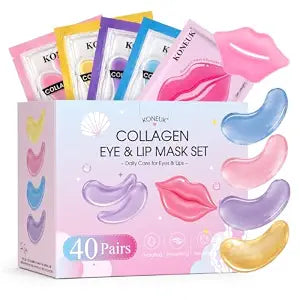 40 Pack Eye Masks & Lip Masks Skincare for Puffy Eyes, Lip Balm Bulk Gifts