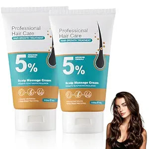 2Pcs 5% Hair Growth Scalp Massage Cream,Professional Hair Care Cream,Anti-Hair Loss with Rosemary Biotin for Men & Women,Fast Regrowth & Strengthens Hair Roots
