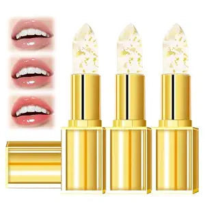 3Pcs Color Changing Lipstick for Older Women,Transferproof Color Changing Lipstick,Gold Crystal Ph Colors-Changings Lipsticks Long Lasting & Moisturizing Lip Gloss