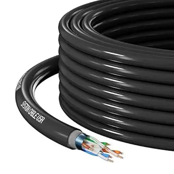 Syston Direct Burial Shielded Cat 6A+ Ethernet Network Cable Bulk, 750 MHz F/UTP 23 AWG Pure Bare Copper Outside Plant (OSP) - Rated, Waterproof Dual-Layer Jacket for Outdoor Wet Location Using