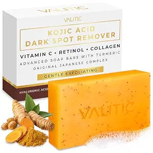 VALITIC Kojic Acid and Turmeric Soap for Dark Spots, Face and Body, 1 Pack