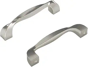 Hickory Hardware 10 Pack Solid Core Kitchen Cabinet Pulls, Luxury Cabinet Handles, Hardware for Doors & Dresser Drawers, 3-3/4 Inch (96mm) Hole Center, Satin Nickel, Twist Collection