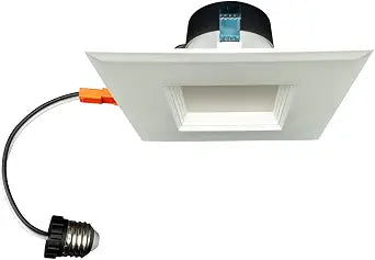 Topaz RTL4-SQ-7W-CS-WH 4" Performance LED Light Recessed Retrofit Downlight, 7 Watt, CCT Color Selectable, Dimmable LED, 90 CRI, Square Baffle Trim