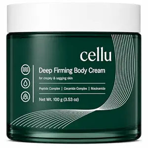 CELLU Deep Firming Body Cream, Peptide & Ceramide Body Moisturizer for Crepey & Sagging Skin, Niacinamide Daily Body Care Cream for Smooth, Hydrated Looking Skin, 3.53 fl oz