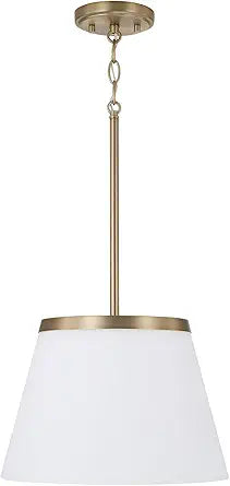HomePlace by Capital Lighting 361011AD Drake Transitional Soft White Glass Pendant Lighting, 1-Light 100 Watt, 9" H x 13" W, Aged Brass