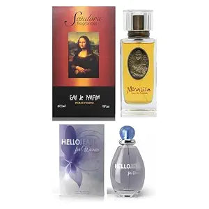 Sandora Fragrances Women's Perfume 2-Pack – Eau de Parfum – Two Full-Size 100 ml Bottles – Elegant Floral Mona Lisa + Soft Mysterious Hello Jean Fragrance
