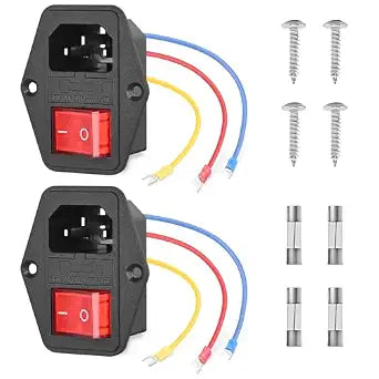 Nilight 2Pcs Switch Power Socket 10A 250V AC Inlet Module Built-in Fuse