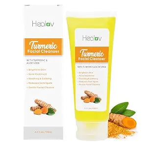 Herblov Turmeric Face Wash, Turmeric Clear Skin Liquid Soap – 100% Natural Anti Aging Exfoliating Facial Cleanser for Spots, Age Spots, Sun Damage, Discoloration – Cleansing Soap Skin Detox Treatment
