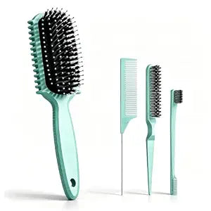 Curl Defining Brush, Curly Hair Brush, Slick Back Hair Brush, For Combing and Shaping Curls in All Hairstyles to Reduce Pulling (Green)