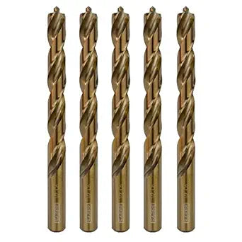 1/2 Inch Cobalt Drill Bits 5pcs Heavy-Duty Drill Bits for Steel, Hard Metal, Cast Iron (1/2" x 6")