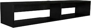Tuhome Warrior Floating TV Stand with Two Open Media Shelves, Integrated Cable Management, Wall-Mounted Space-Saving Design, Modern Storage Solution for Electronics and Dcor, Ideal for Enhanci
