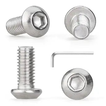 M3 x 8mm 100 Pcs Button Head Socket Cap Screws, 304 Stainless Steel (18-8), Fully Threaded, Bright Finish, Allen Hex Drive, Includes Hex Wrench, for Furniture, DIY, 3D Printing
