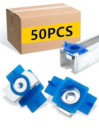 SIHAI 50-Pack 3/8"-16 Strut Channel Nuts, Unistrut Hardware Nylon Cone Nuts, No Spring Twist & Lock Tool-Free for 1-5/8" US Strut Channel, Solar Panel & Electrical Conduit Mounting