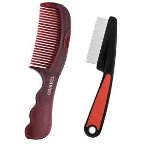 TEAWOO Patented Anti Dandruff Comb & Stainless Steel Fine Tooth Comb Kit