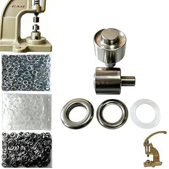 Grommet with die 1/8" (4mm)-1+3/16" (30mm).Eyelet with die Setter.Setting Dies for Universal KAM Hand Press Machine DK93 and DK98. 24 Sizes are aviliable (DK-98/5/8"/15mm/Black/300sets)