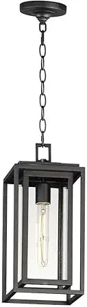 Maxim Lighting Cabana 1-Light Outdoor Hanging Light | Black Aluminum Finish | Seedy Clear Seeded Shade | Transitional Outdoor Light Fixture | Ideal for Porches & Covered Entryways | 3039CDBK
