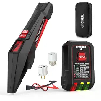 Circuit Breaker Finder with LCD Display, GFCI Outlet Tester, 90-135V AC Electrical Circuit Tracer Tool with NCV Test & Flashlight, Includes Carrying Case, Adapter, Alligator Clips