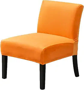 Armless Accent Chair Covers, Stretch Armless Chair Slipcover Velvet Armless Chair Covers Furniture Protector for Living Room Bedroom (Orange)