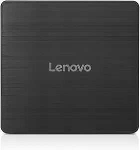 Lenovo Ultra Slim DVD Burner DB65, Lightweight, Portable, 24x CD & 8x DVD-R Write Speeds, Pre-loaded Software, Mac & Windows Compatible