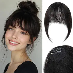 Clip in Bangs 100% Real Human Hair French Brown Black Fake Bangs for Women