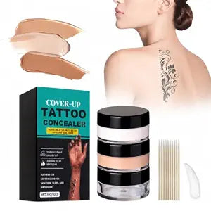 Tattoo Cover Up Concealer, Waterproof Full Coverage Body Concealer, 2 Color Adjustable Concealer Makeup for Tattoos, Vitiligo, Scars & Birthmarks, Sweatproof Long Lasting for All Skin Tones