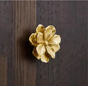 MFYS Solid Brass Flower Knob Handles for Cabinets and Flower Shape Drawers Knobs Wardrobe Pulls Door Knobs (8)