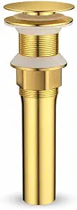 Snailhouse Bathroom Sink Drain, Stainless Steel Pop Up Anti Clog Sink Drain Stopper Without Overflow for Bathroom Lavatory Vanity Sink, Gold