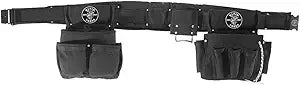 Klein Tools 5710M Electrician's Powerline Padded Tool Belt and Tool Pouch Combo, Medium, 4-Piece