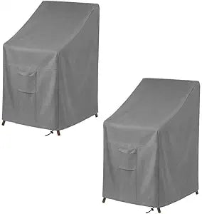 Vailge Stackable Patio Chair Cover,100% Waterproof Outdoor Chair Cover, Heavy Duty Lawn Patio Furniture Covers,Fits for 4-6 Stackable Dining Chairs,2 Pack-36"Lx28"Wx47"H,Grey