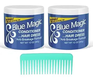 Blue Original Formula Anti-Breakage Hair Conditioner and Hair Dressing 12 oz (Pack of 2) with 1 Wide Tooth Comb