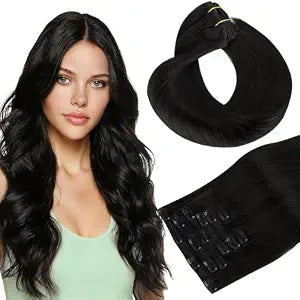 HOTBANANA Clip in Hair Extensions, Quick Wear & Full Head 22" #1