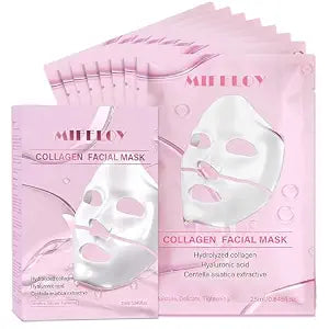 8 Pack Collagen Face Mask for Women, Hydrating Hydrogel Sheet Mask for Skin Elasticity & Pore Minimizing, Face Mask Skincare, Self Care Gift Set