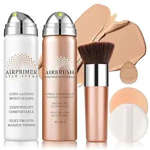 Airbrush Foundation with Primer,Face Makeup (02 Beige)