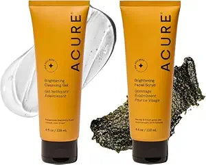 Acure Brightening Facial Scrub & Cleansing Gel Combo - 4 fl oz (2 Pack)