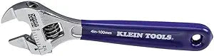 Klein Tools D86932 Adjustable Wrench, Forged with Slimmer Jaw and a High Polish Chrome Finish, 4-inch