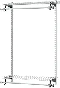 Rubbermaid Configurations Closet Shelves & Hanging Kit (2) 26" Shelves Titanium Custom Pantry Organizer and Storage/Clothes Rack for Home/Laundry/Bathroom/Mudroom/Pantry/Linen Closet