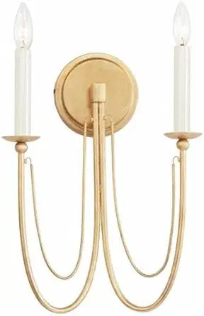 Maxim Lighting Plumette 2-Light Wall Sconce | Gold Leaf Finish | Minimalist Indoor Light Fixture | Ideal for Hallways, Bedrooms & Bathrooms | Dimmable | Home Decor Light Fixture | 12161GL