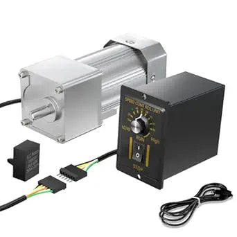 High Torque Electric AC Gear Motor Low Speed 15Rpm, Variable Speed Motor 110V 200W Output Shaft 18mm + Reversible Speed Governor for Metal Cutting Machine Tools