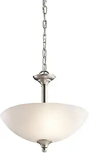 Kichler Jolie 15" 2 Light Convertible Inverted Pendant and Semi Flush with Satin Etched Glass in Brushed Nickel