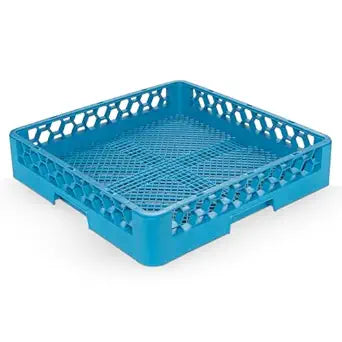 Carlisle FoodService Products OptiClean Combination Flatware Rack for Commercial Dishwashers  Open Bottom Grid Design, Holds Flatware, Ramekins, and Smallwares, 19.75" x 19.75", Blue
