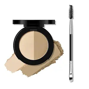 KYDA 2 Colors Eyebrow Powder Duo, Eyebrow Palette Makeup for Full Defined Natural Brows, Light Brown Eye Brow Powder for Women with Dual-ended Brush, Waterproof Two Colors Brows Filler, Taupe