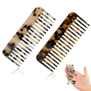 Travel Wide Tooth Comb, Mini Cellulose Hair Detangling Comb, 2 Pack