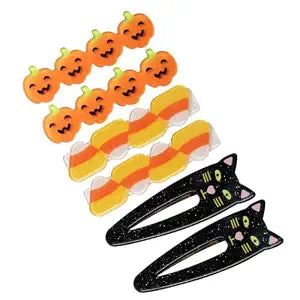 6PK Halloween Hair Clips for Girls Pumpkin Cat Candy Hair Clips for Styling