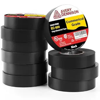 Avery Dennison Electrical Tape, 10 Rolls Commercial Grade PVC Electric Tape, UL/CSA Listed  in x 99 ft Insulating Vinyl Tape for Electrical, Repairs, Automotive and Equipment, EC-800, Black