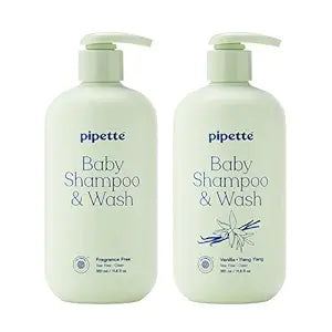 Pipette Baby Shampoo + Wash Duo, Fragrance Free & Vanilla (Pack of 2)