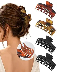 Lourny 3.35" Double Row Teeth Hair Claw Clips Hair Clips for Thin Hair 4pcs