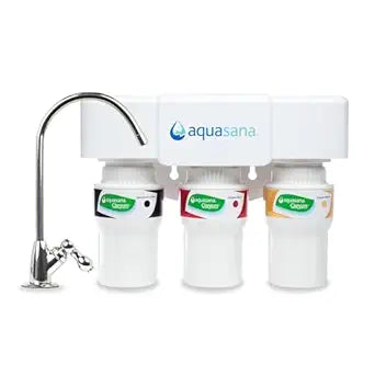 Aquasana Under Sink Water Filter System - Reduces PFAS, Lead, & Chlorine in Drinking Water - Under Counter Claryum Filtration for Kitchen - 3-Stage - Chrome Faucet - AQ-5300.56
