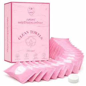 Compressed Towel Tablets, 100 Count Disposable Washcloths for Travel