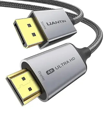 UANTIN 4K DisplayPort to HDMI Cable 3FT, Uni-Directional DP to HDMI Cable